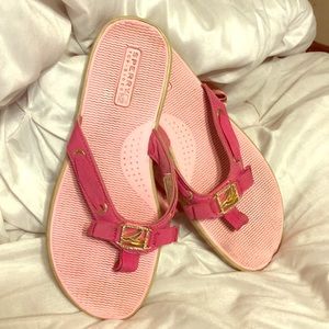 Hot Pink Sperry Flip Flops rhinestones Size 8M